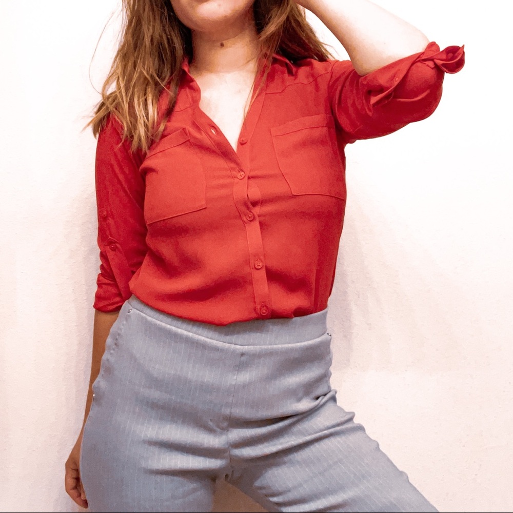 Red work blouse